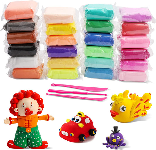 Modeling Clay Kit - CiaraQ 24 Colors Air Dry Ultra Light Magic Foam Clay, Safe & Non-Toxic, Great Gift for Kids.