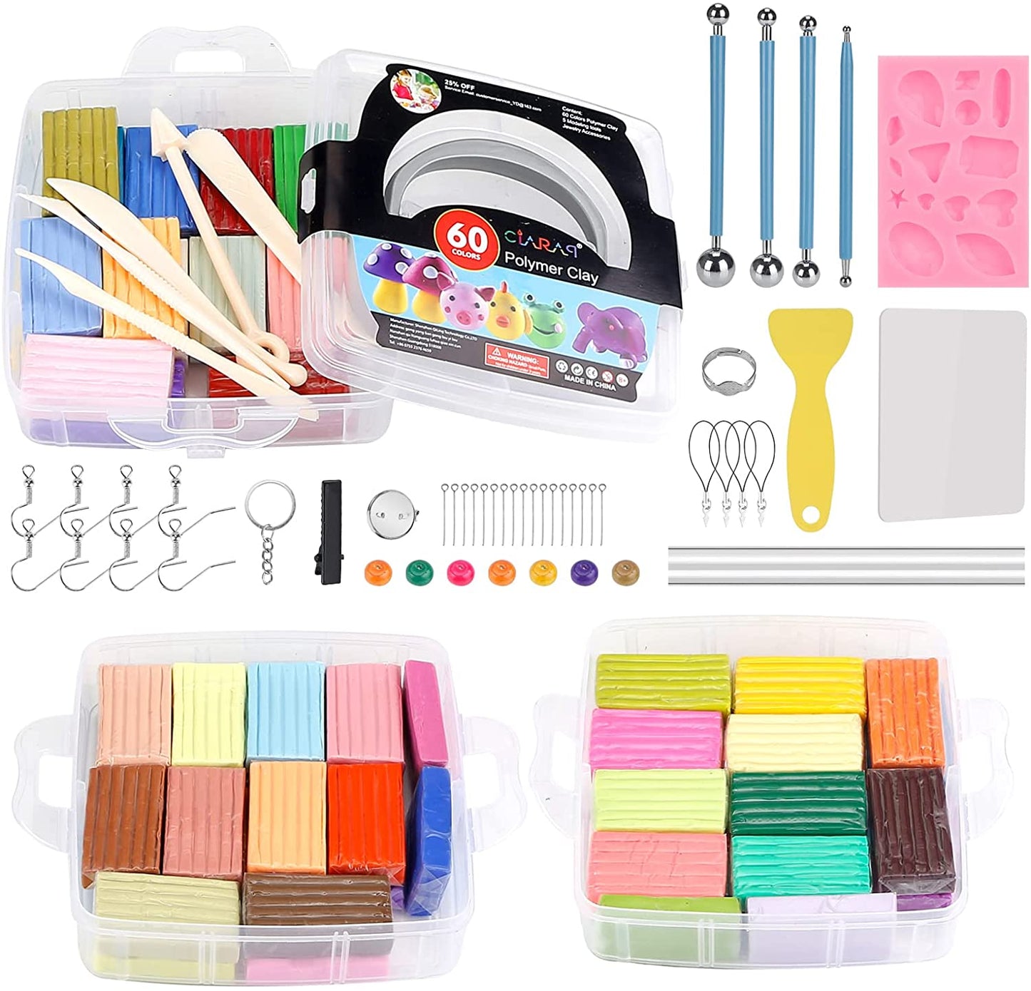 Buy Polymer Clay Kit, Oven Bake Modeling Clay for Adults and Kids, Polymer  Clay Starter Kit, Modeling Clay Set, Non-Toxic DIY Modeling Clay Assorted  with Sculpting Tools. Great for Kids, Beginners, Artists