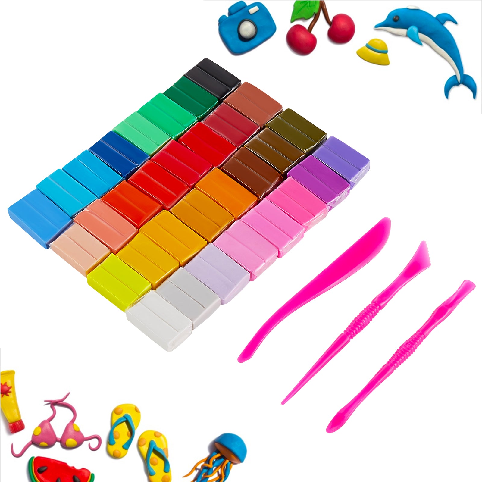 CiaraQ Polymer Clay-Oven Baked Modeling Clay with Sculpting Tools 50 Colors  3.41 lbs 50 Colors