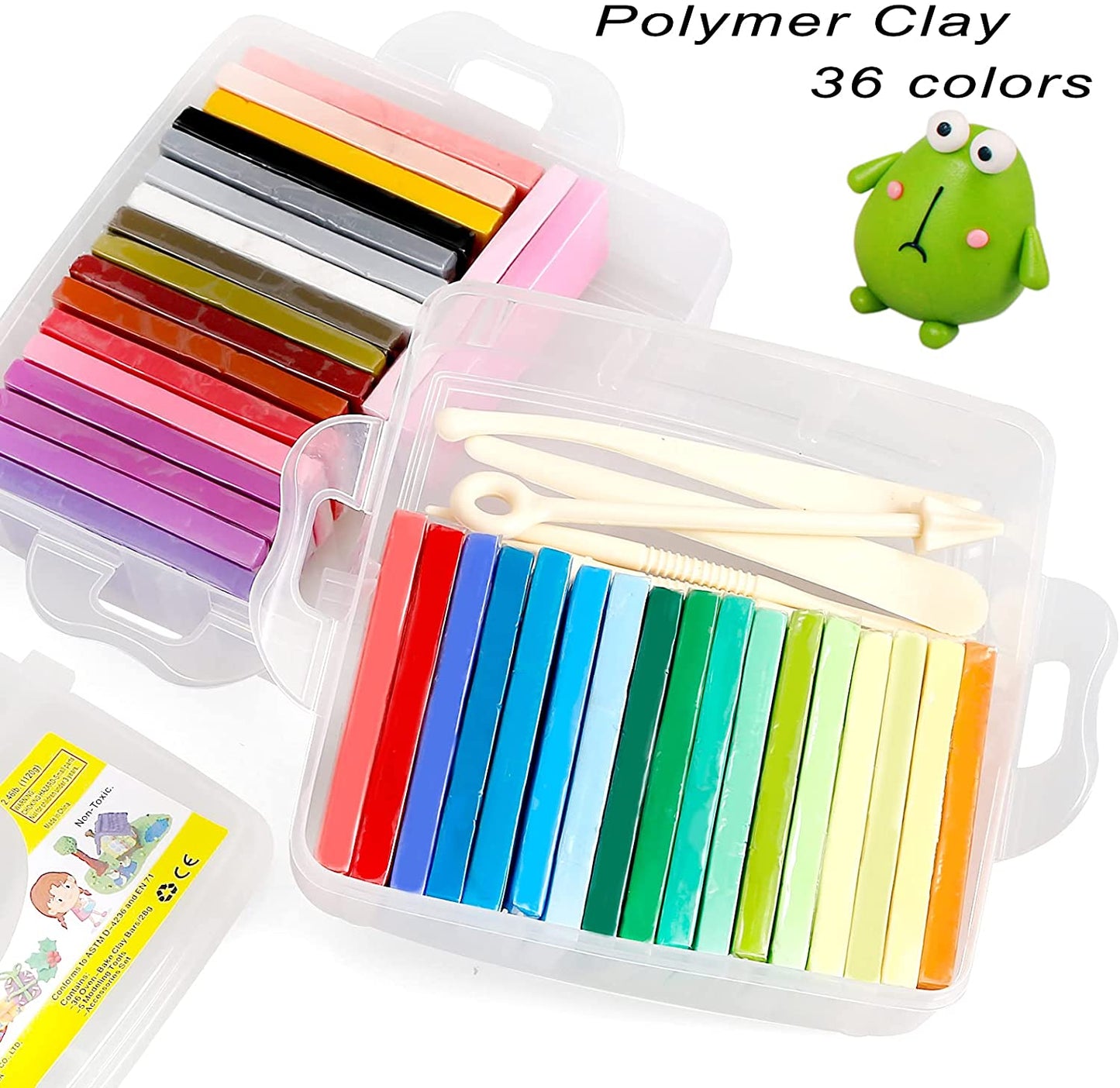 Polymer Clay Starter Kit, 42 Colors Oven Bake Clay, Baking Modeling Clay,  DIY Soft Craft Clay, 5 Sculpting Tools, 37 Jewelry Accessories, and Storage