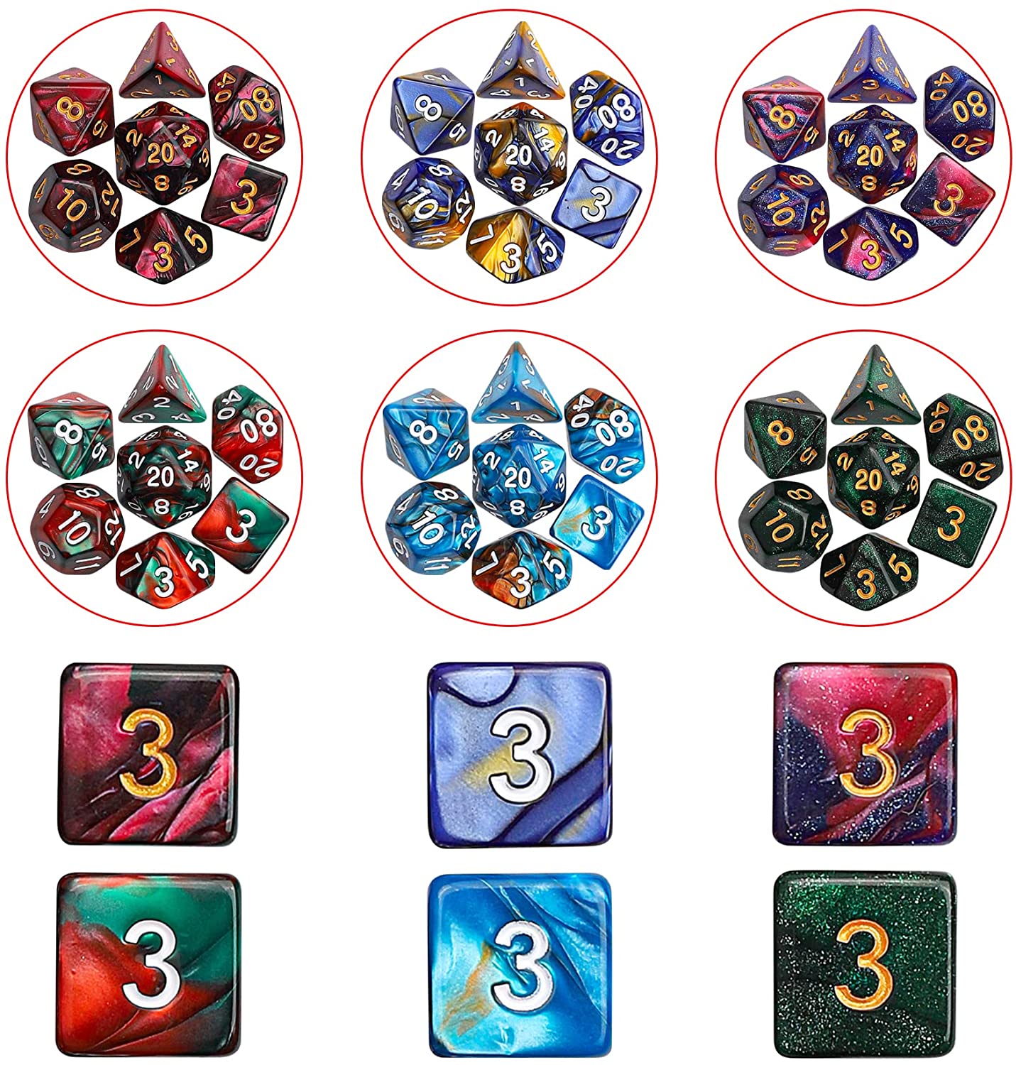 DND Dice Sets - 26 X 7 Polyhedral Dice (182pcs) with a Large Drawstring Bag Great for Dungeons and Dragons, Role Playing Table Game.