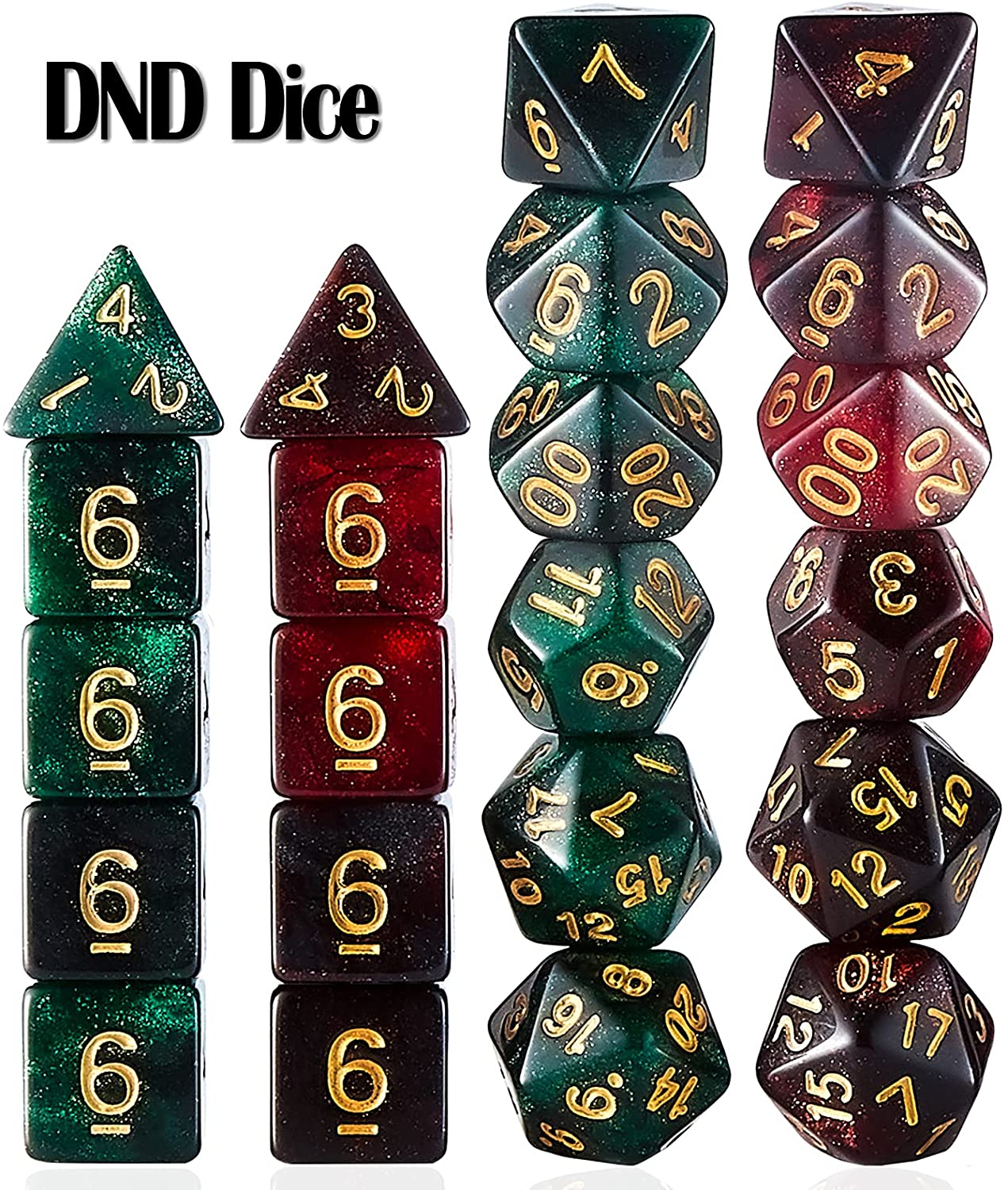 CiaraQ DND Dice Sets - 2 X 11 Polyhedral Dice (22pcs) for Dungeons and Dragons, Role Playing Table Game