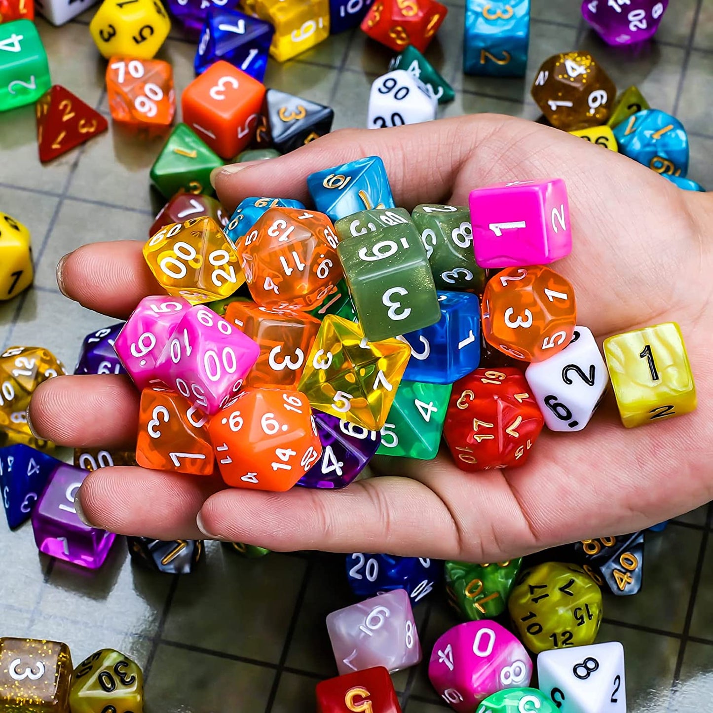 CiaraQ DND Dice Sets - 20 X 7 Polyhedral Dice (140pcs) with a Large Drawstring Bag Great for Dungeons and Dragons, Role Playing Table Game.